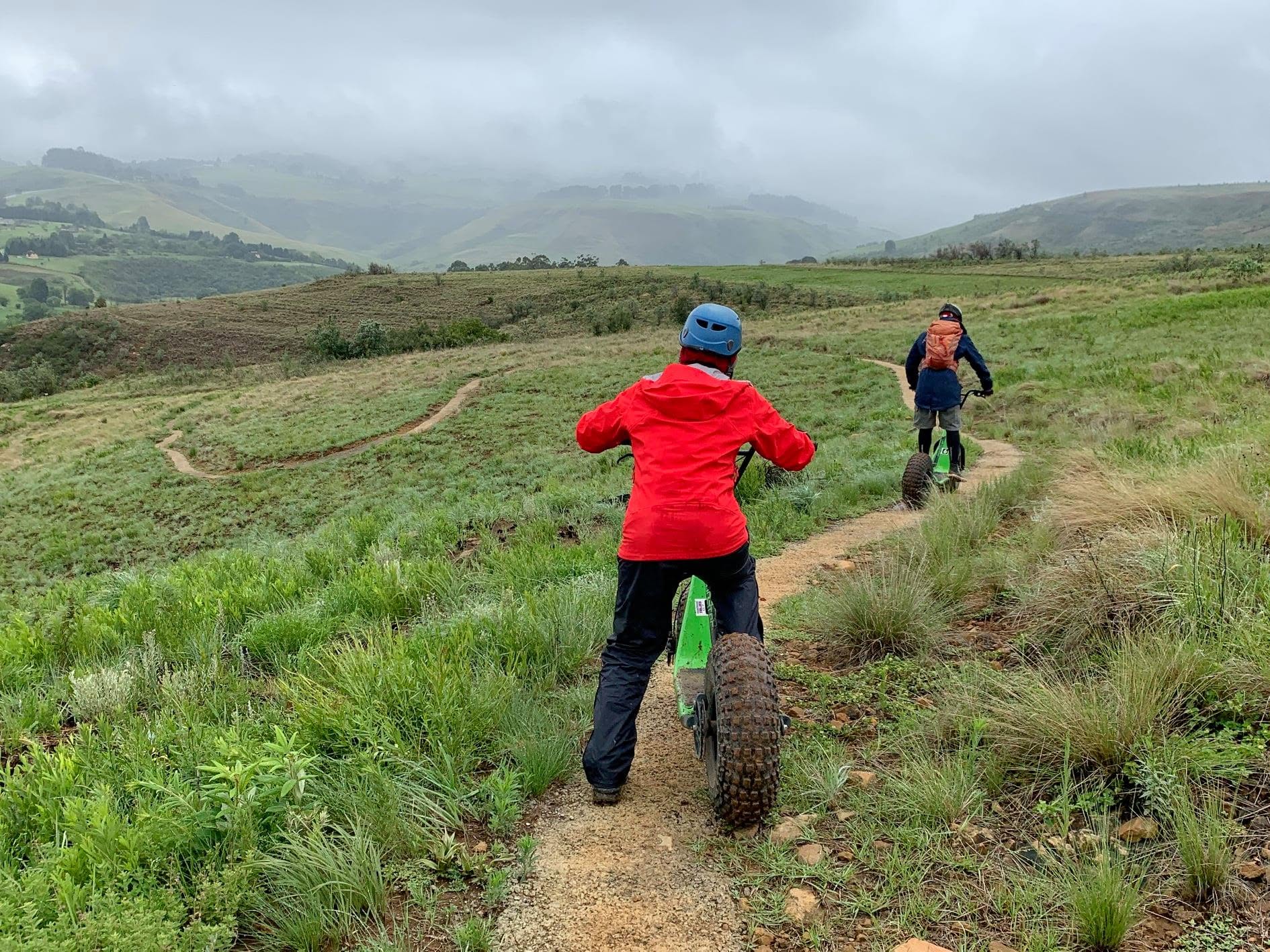 Riders on a mountain trail in the Drakensberg foothills